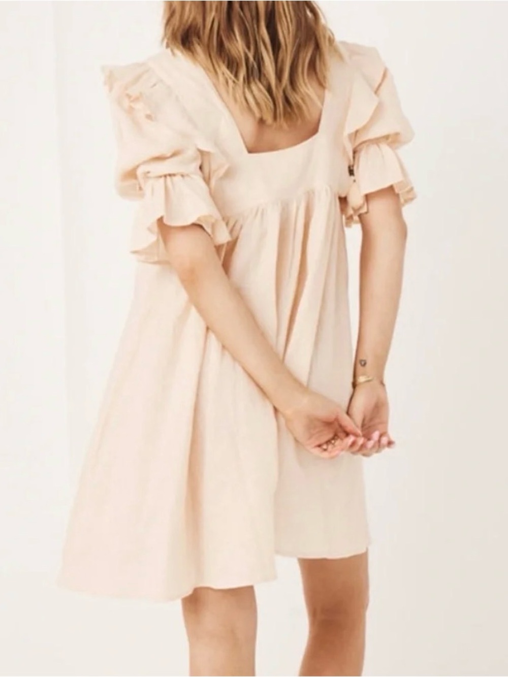 Spell & The Gypsy Collective Mae Linen Ruffle Babydoll Dress S Cottagecore - Picture 3 of 13